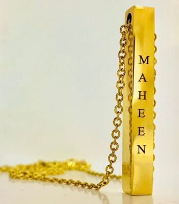 Custom Engraved Four-Sided Bar Necklace for Men and Women