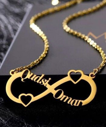 Custom Double-Name Engraved Infinity Necklace Gold Silver