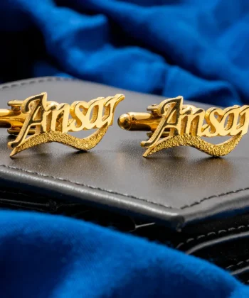 Personalized Name Engraved Cufflinks Gold Plated