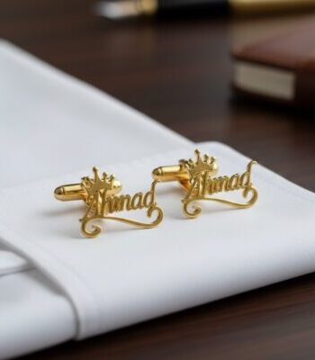 Royal Crown Personalized Name Cufflinks Gold Edition Aish Splash