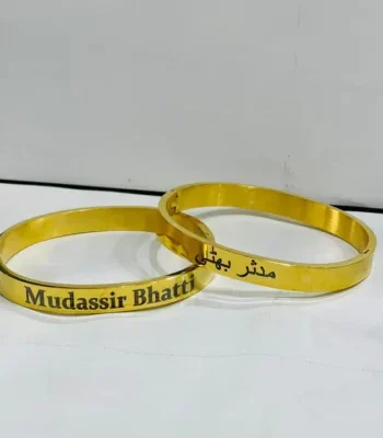 Customize Gold Plated Engraved Bangle Bracelet