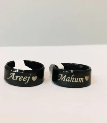 Customized Engraved Rings in Black, Gold, and Silver Colors