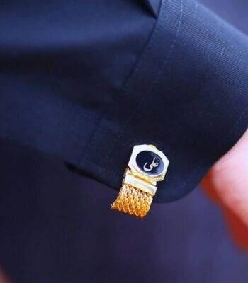 Gem Cufflinks Personalized Name Engraving Studs Gold Plated