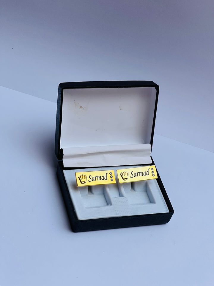 Custom Name & Crown Engraved Cufflinks Custom Name & Crown Engraved Cufflinks Royal Style Aish Splash