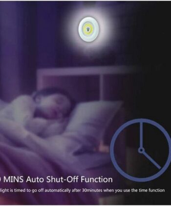 Pack of 3 wireless LED cabinet lights with remote control and adhesive backing.
