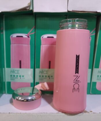 400ml BPA Free Glass Water Bottle in Pink, Green, Blue, and White with protective shell.