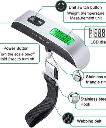High-Precision Digital Luggage Scale – Portable Hanging Travel Weight Scale with Backlit LCD & Unit Conversion