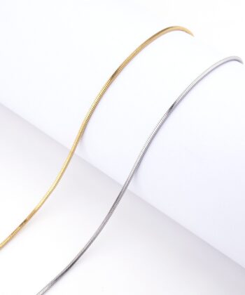 Thin Snake Chain Necklace Golden and Silver Set