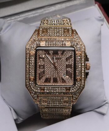 CTR Royal Iced-Out Square Watch | Premium Stone-Studded Quartz Edition in multiple colors.