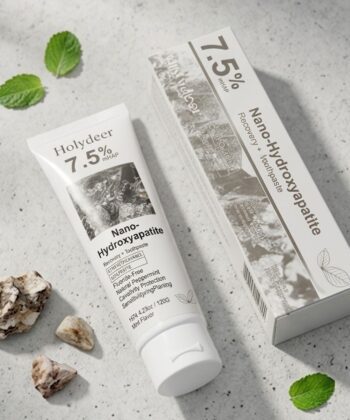 Holydeer Recovery Toothpaste tube and box with 7.5% Nano-Hydroxyapatite for professional enamel repair and natural whitening.
