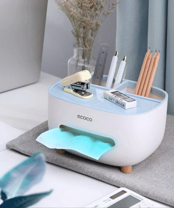 Ecoco tissue box organizer with storage drawer.