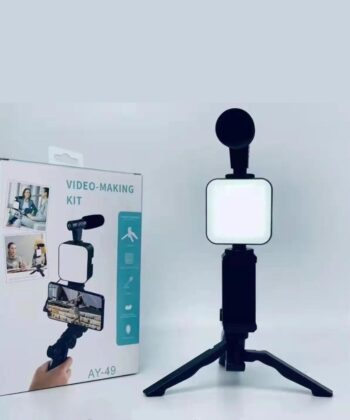 High Quality Vlogging Kit Mobile & DSLR Accessories Tripod Mic & 360 LED Video Recording Setup