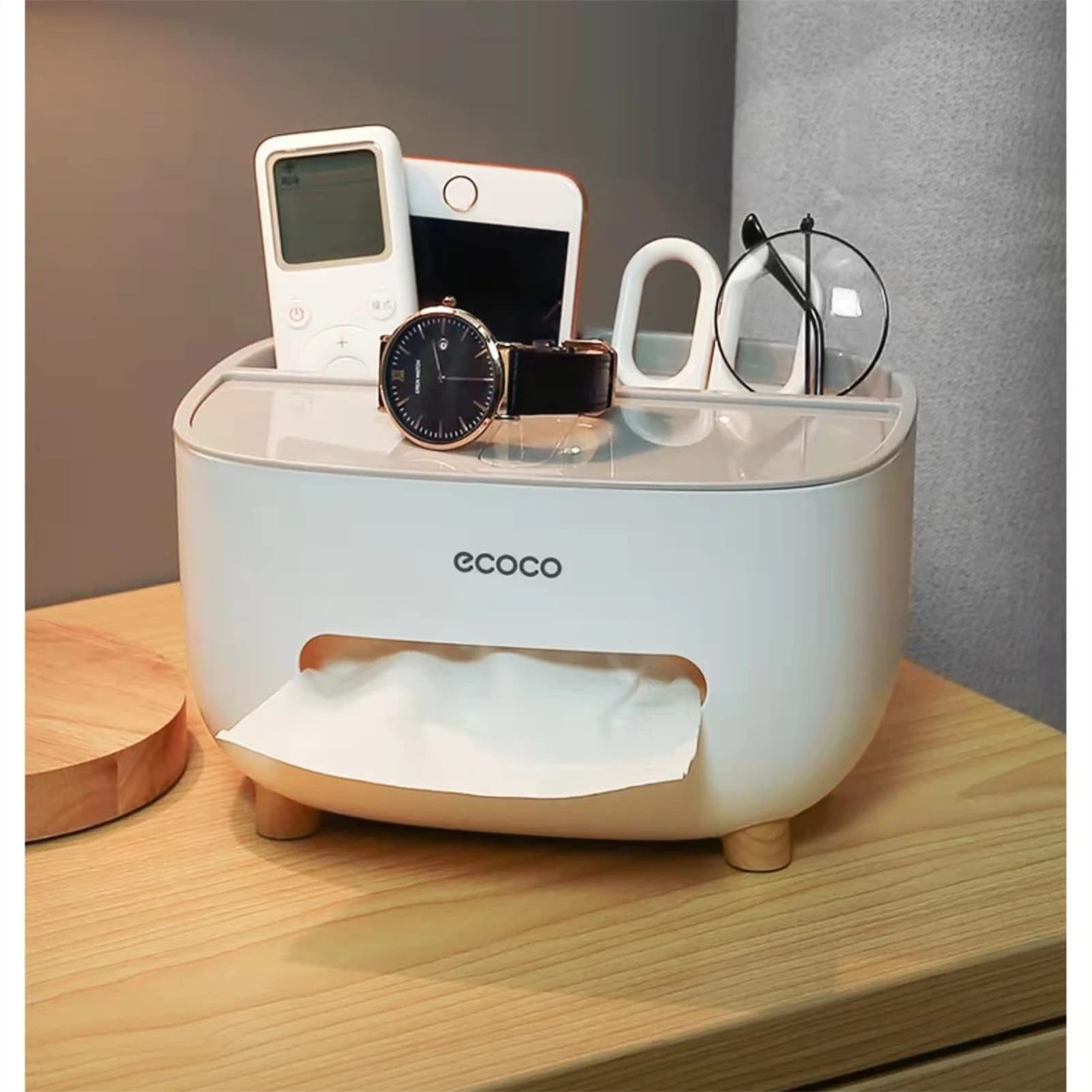 Ecoco Multifunctional Tissue Box. Ecoco tissue box organizer with storage drawer.