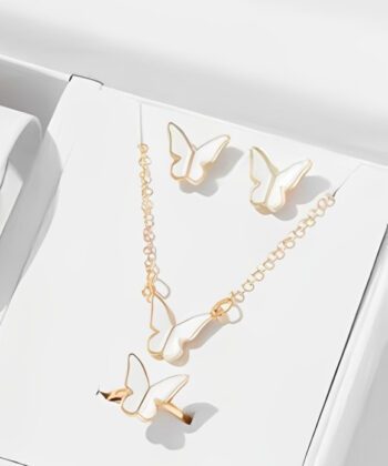 Elegant White Butterfly Pendant Necklace Jewelry for Women