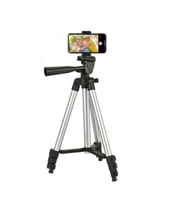 Pro-Snap 3110 lightweight aluminum tripod for mobile and DSLR featuring a 3-way pan head, spirit level, and non-slip rubber feet.