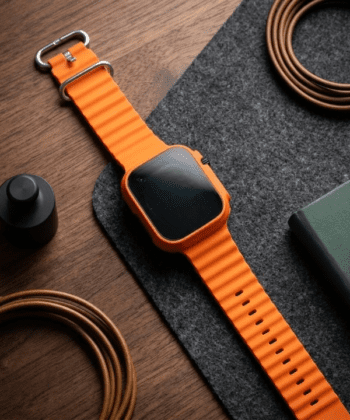 Digital sports watch with a flexible silicone strap and clear LED display.