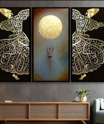 Elegant 3-Piece Geometric Wooden Wall Art – High-Quality MDF Frames for Home Styling