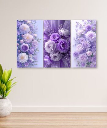 Elegant 3-Piece Floral Wooden Gallery – HD Sticky Photo Tiles
