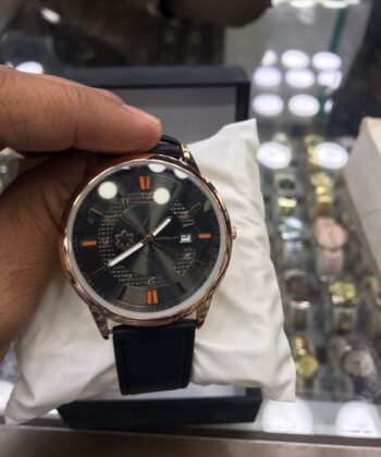 high-end analog timepiece with a durable stainless steel case, luxury leather band, and water-resistant design.