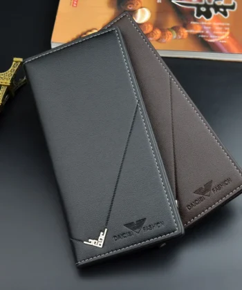 Premium Men's Long Leather Wallet Black and Brown