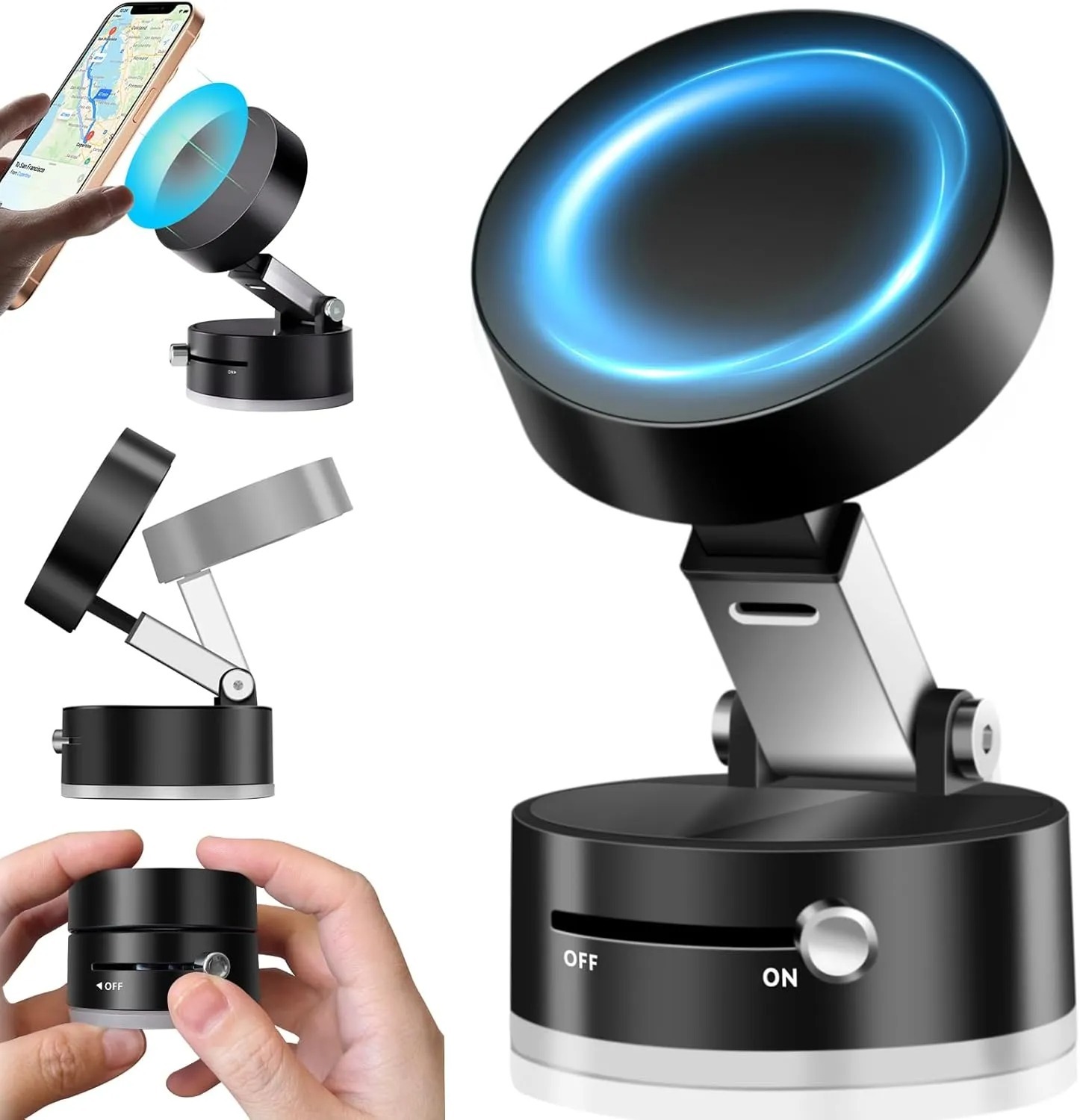 Vacuum Magnetic Suction Cup Folding Swivel Stand – Double-Sided Universal Mobile Phone Holder Vacuum Magnetic Suction Cup Folding Swivel Stand Double Sided Universal Mobile Phone Holder