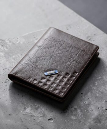 Balebaily Square Pattern Bifold Wallet Compact PU Wallet For Men And Women Black